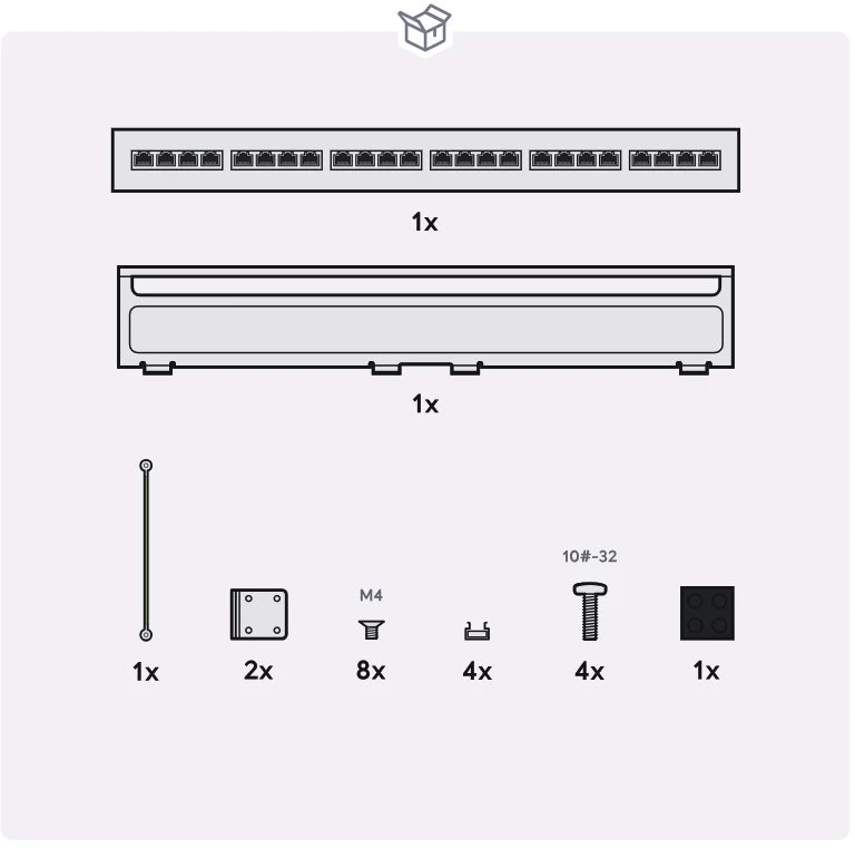 Šakotuvas Ubiquiti UACC-ETH-SP-Panel-24, 600 V, 10 Gbit/s, Pilkas, SGCC, 1U, 2kg