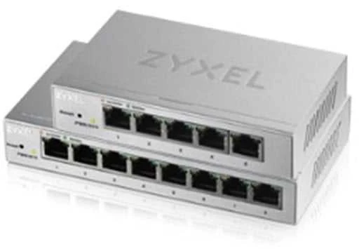 Šakotuvas „Zyxel GS1200-8V3“ valdomas L2 gigabito eterneto (10/100/1000) darbalaukio tinklas su pilkomis plokštėmis