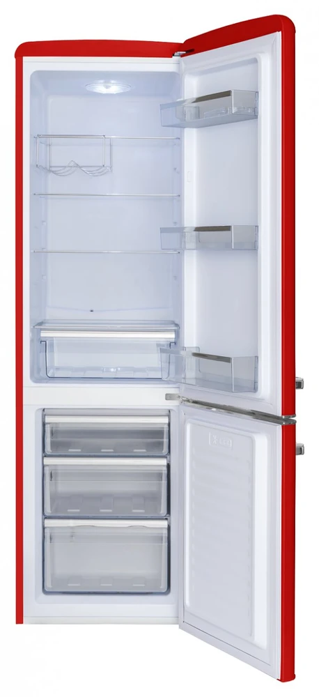 Šaldytuvas Amica Retro FK2965.3RAA (550mm x 1810mm x 615 mm, 181 l, Class A++, red color)