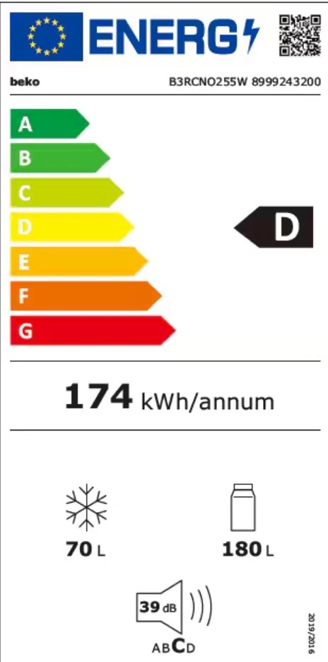 Šaldytuvas Beko B3RCNO255W