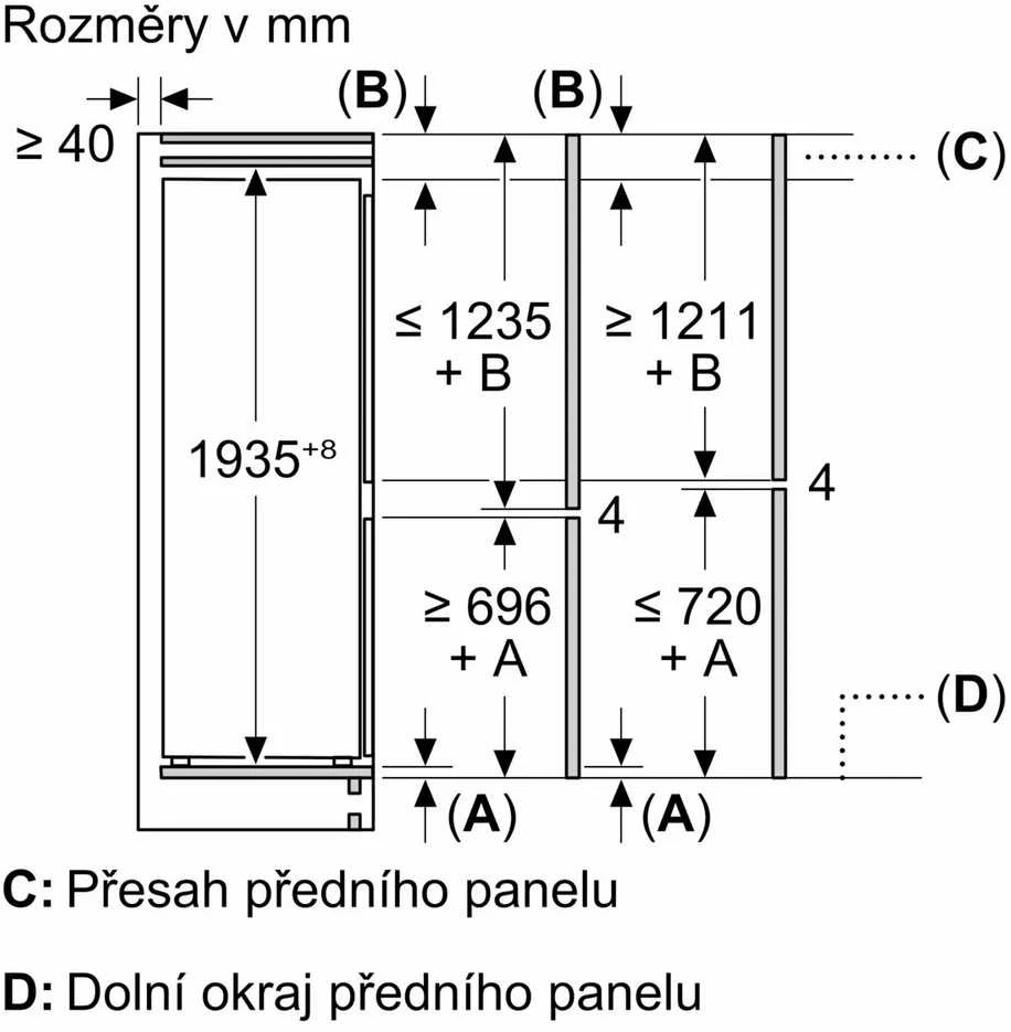 Bosch Serie 4 KBN96VFE0 fridge-šaldiklis Built-in 383 L E Baltas