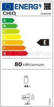 Šaldytuvas CHiQ CSD46D4E mini baras, 46 litrai, 2 skyriai, nuo 0 °C iki +10 °C, 35 dB