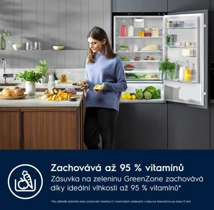 Įmontuojamas 70 cm pločio šaldytuvas su šaldikliu apačioje Electrolux ENG7TE75S