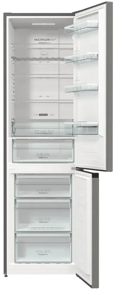 Gorenje | Šaldytuvas | NRK6202AXL4 | Energy efficiency class E | Free standing | Combi | Height 200 cm | No Frost system | Šaldytuvas net capacity 235 L | Šaldiklis net capacity 96 L | Ekranas | 38 dB | Nerūdijantis plienas