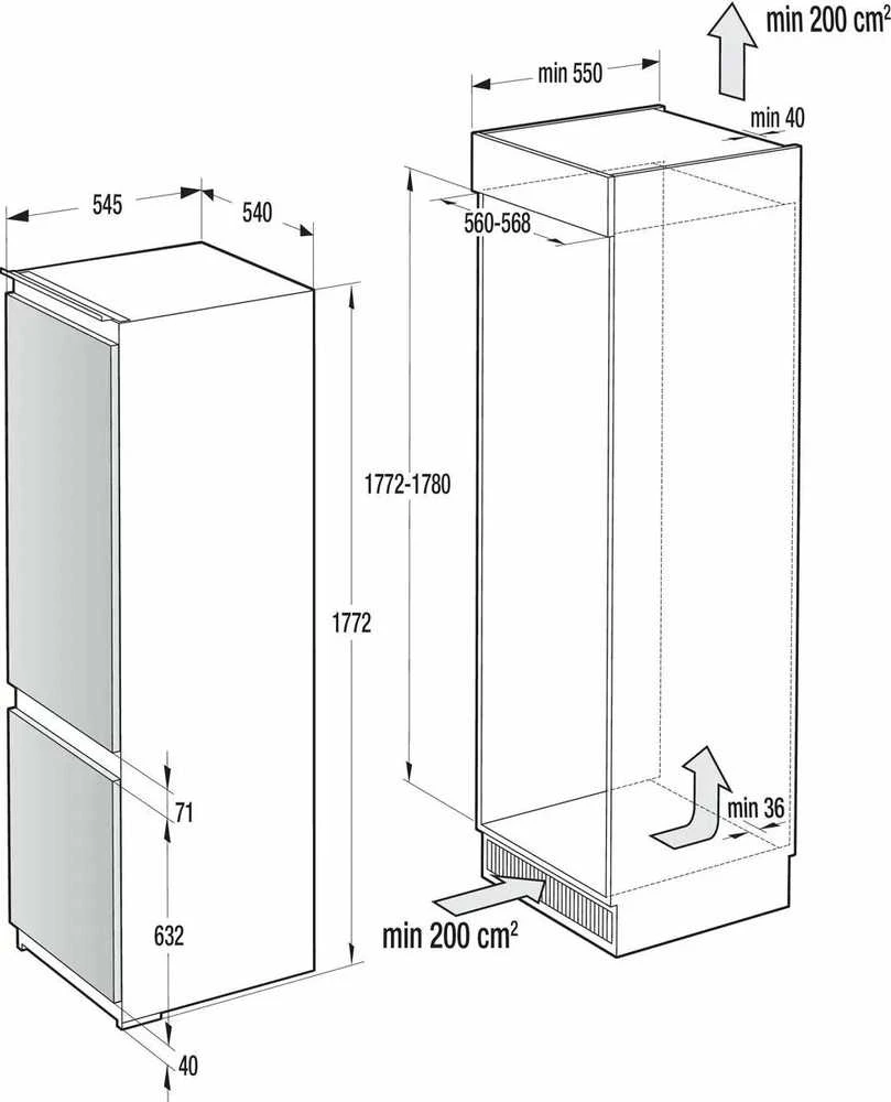 Šaldytuvas Gorenje Integrerat kyl /frysskåp med NoFrost DualAdvance för frostfri förvaring och separat luftcirkulation i kyl och frysdelen. CrispZone hjälper till att hålla frukt och grönsaker färska längre, medan SuperCool säkerställer snabb nedkylning efter inköp.