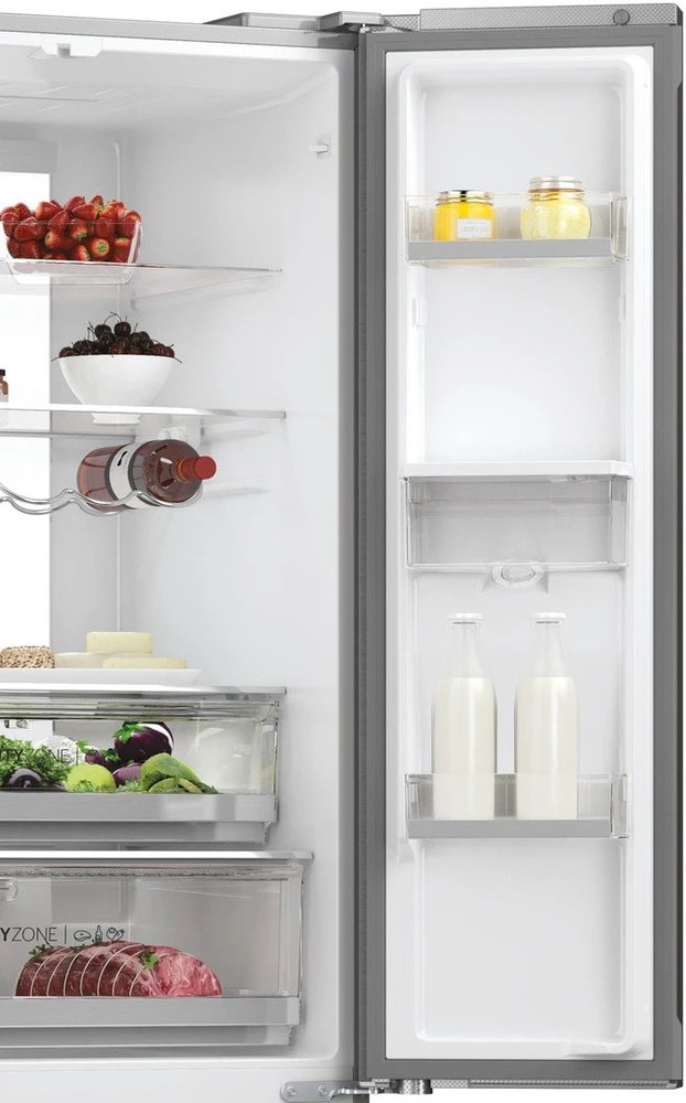 Šaldytuvas Šaldytuvo derinys Haier HFR7720DWMP, 477 litrai, „No Frost“, „Air Surround“, drėgmės zona, „My Zone“, vandens dozatorius, supervėsinimas, superšaldymas, butelių lentyna, D klasė, aukštis 201 cm, nerūdijantis plienas