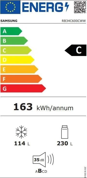 Šaldytuvas SAMSUNG RB34C600CWW/EF