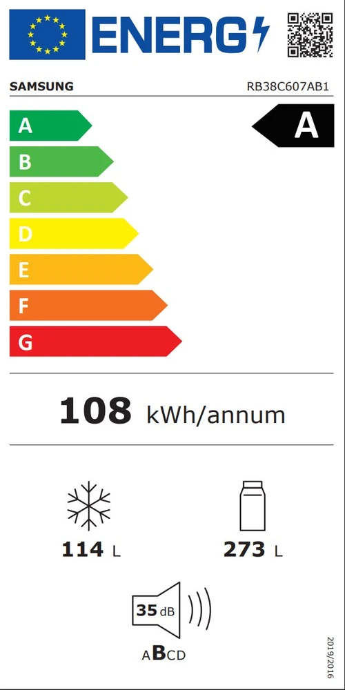 Šaldytuvas SAMSUNG RB38C607AB1/EF
