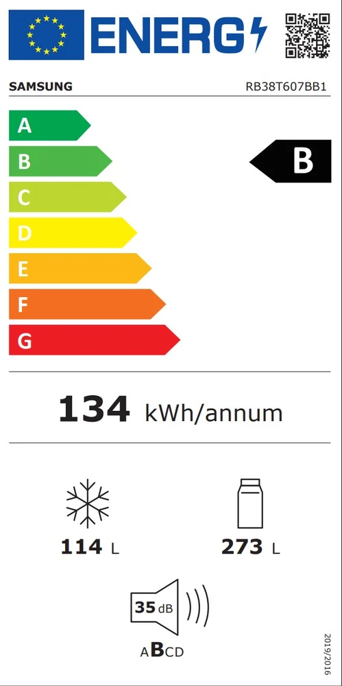 Šaldytuvas SAMSUNG RB38T607BB1/EF