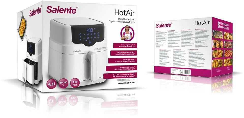 Gruzdintuvė beztłuszczowa Evolveo Salente HotAir, karšto oro gruzdintuvė 2in1, 4,3 l, balta