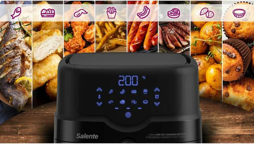 Gruzdintuvė Evolveo Salente HotAir, karšto oro gruzdintuvė 2in1, 4,3 l, juoda