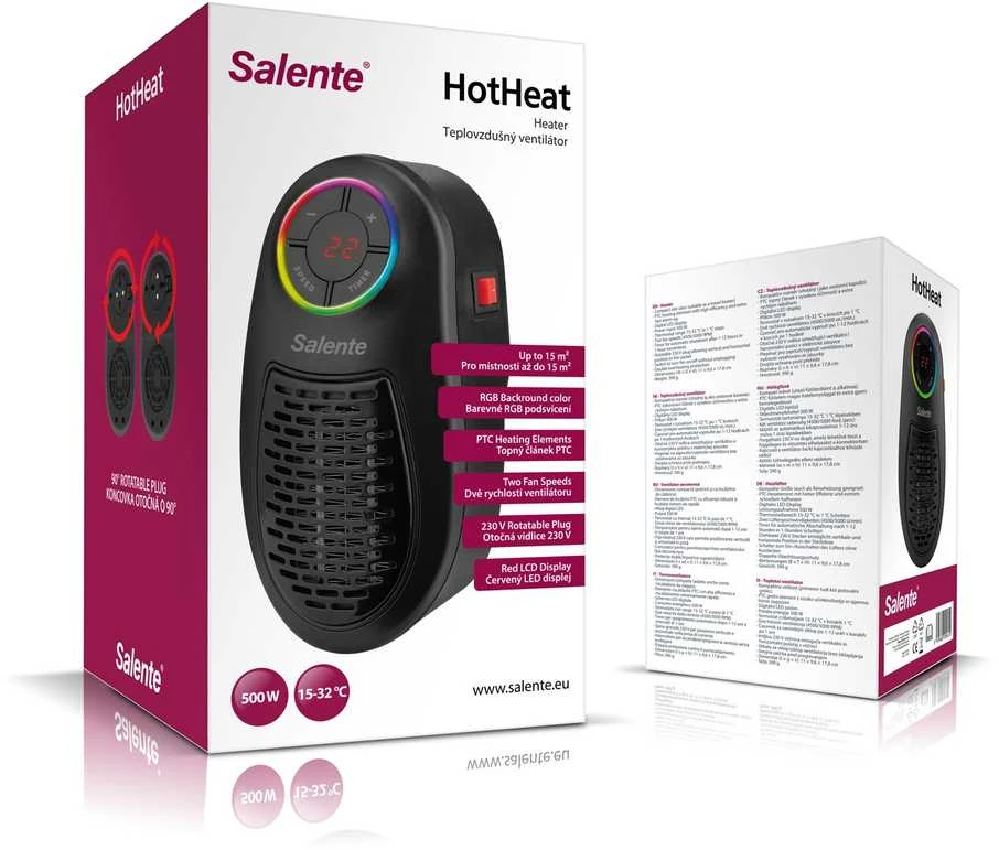 Termowentylator Evolveo Salente HotHeat, teplovzdušný mini ventilátor, 500 W, černý