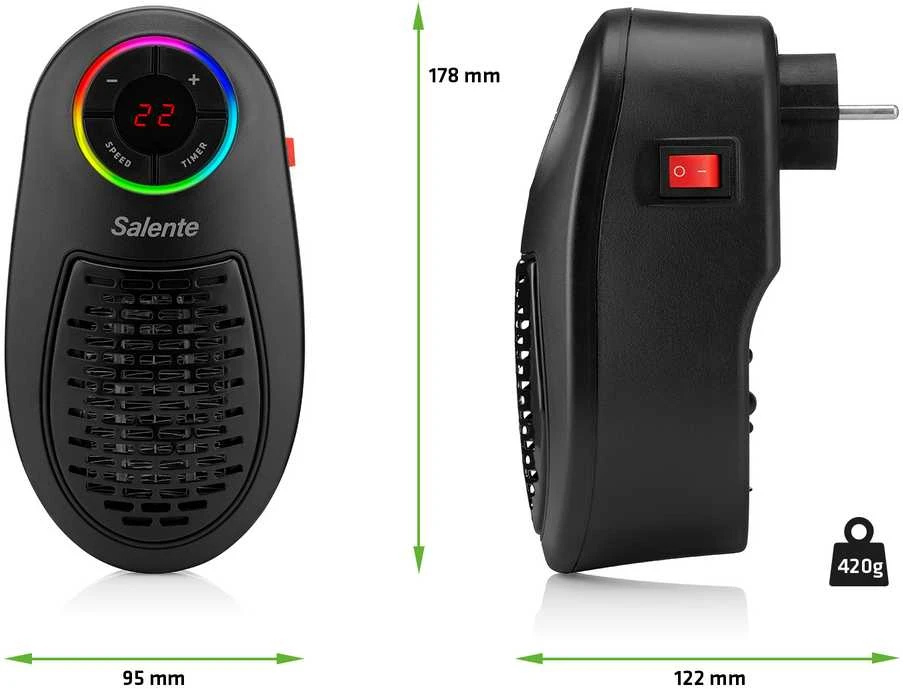 Termowentylator Evolveo Salente HotHeat, teplovzdušný mini ventilátor, 500 W, černý