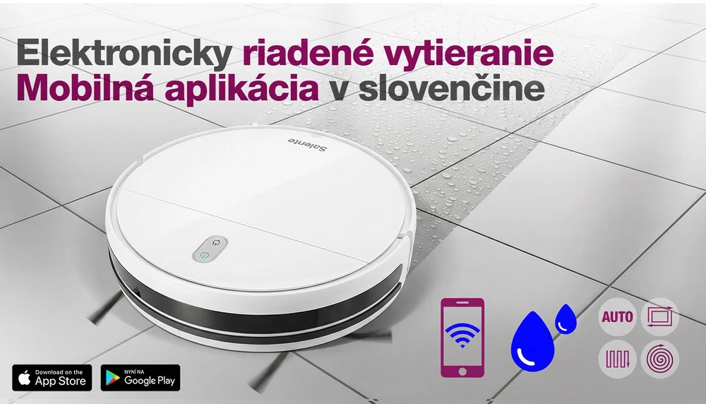 Evolveo Salente R2, robotinis siurblys, šlapias valymas, įkrovimo stotelė, baltas