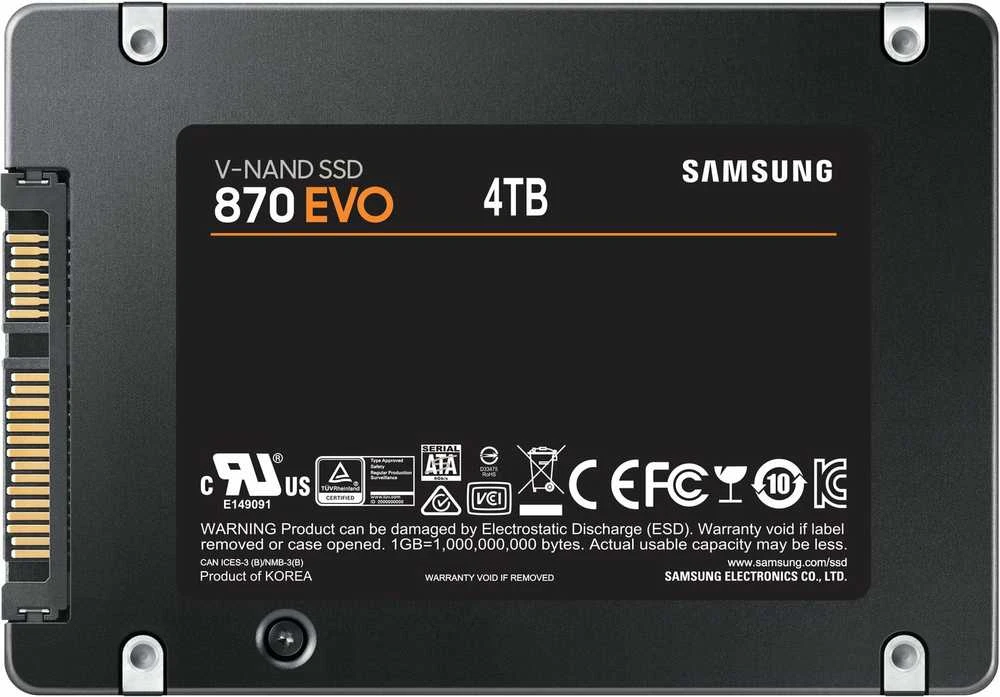Samsung | SSD | 870 EVO | 4000 GB | SSD form factor 2.5" | Solid-state drive sąsaja SATA III | Skaitymo greitis 560 MB/s | Rašymo greitis 530 MB/s