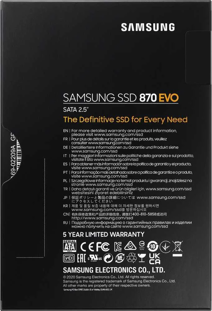 Samsung | SSD | 870 EVO | 4000 GB | SSD form factor 2.5" | Solid-state drive sąsaja SATA III | Skaitymo greitis 560 MB/s | Rašymo greitis 530 MB/s