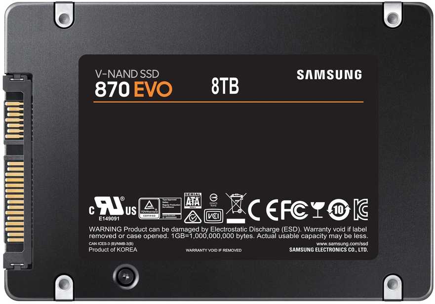 Samsung SSD | 870 EVO | 8000 GB | Solid-state drive sąsaja SATA 6 Gb/s compatible with SATA 3 Gb/s and SATA 1.5 Gb/s | Skaitymo greitis 560 MB/s | Rašymo greitis 530 MB/s