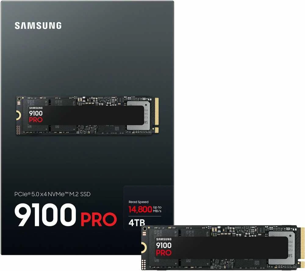 Samsung 9100 PRO | Solid state drive | 4000 GB | SSD form factor M.2 2280 | Solid-state drive sąsaja PCI Express 5.0 x4 (NVMe) | Skaitymo greitis 14800 MB/s | Rašymo greitis 13400 MB/s