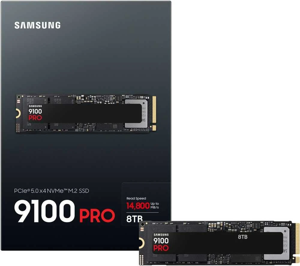 Samsung SSD | 9100 PRO | 8000 GB | Solid-state drive sąsaja PCIe 5.0 x4, NVMe 2.0 | Skaitymo greitis 14800 MB/s | Rašymo greitis 13400 MB/s