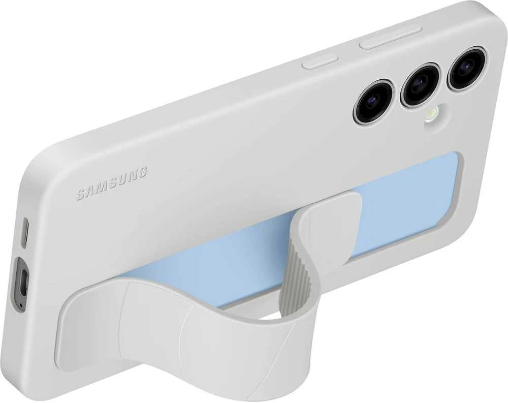 Dėklas Samsung Galaxy S24 FE stovinčio rankenos dangtelis pilkas