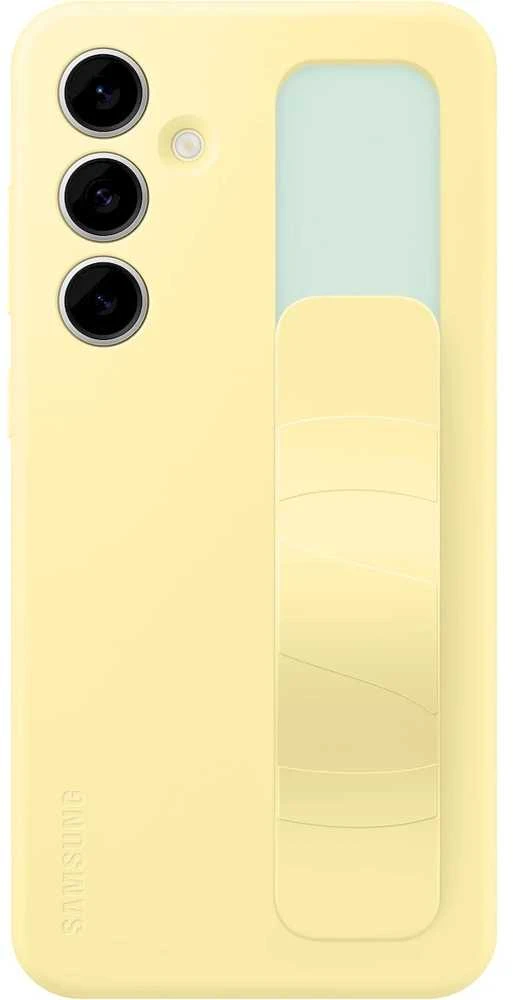 Dėklas Samsung Galaxy S24 FE stovimas rankenos dangtelis Geltona