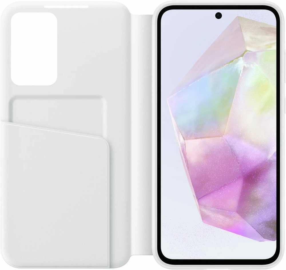 Samsung Galaxy A35 Smart View piniginės dėklas Baltas