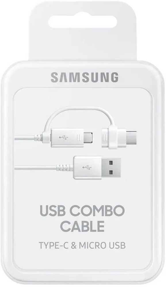 „Samsung“ kombinuotasis laidas (USB-C ir mikro-USB), baltas