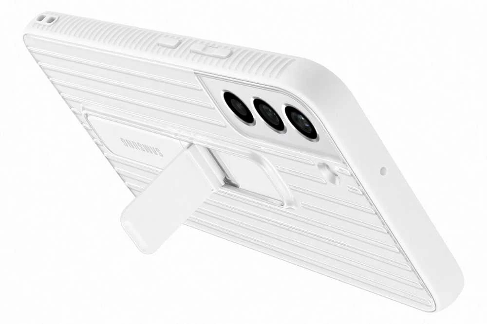 RS906CWE apsauginis stovimas dangtelis, skirtas Samsung Galaxy S22 Plus, Baltas (Baltas)