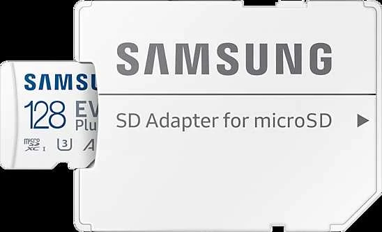 Atminties kortelė Samsung EVO Plus microSD 128 GB, Baltos spalvos