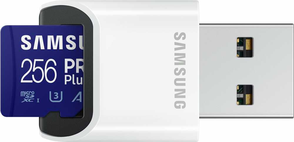 Atminties kortelė SAMSUNG PRO Plus Micro SD 256GB Up to 180MB/s Read and 130MB/s Rašymo greitis with Class 10 4K UHD + Card reader