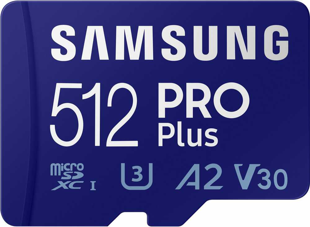 Atminties kortelė SAMSUNG PRO Plus Micro SD 512GB Iki 180MB/s Skaitymas ir 130MB/s Rašymo greitis su 10 klasės 4K UHD įsk. Kortelių skaitytuvas 2023
