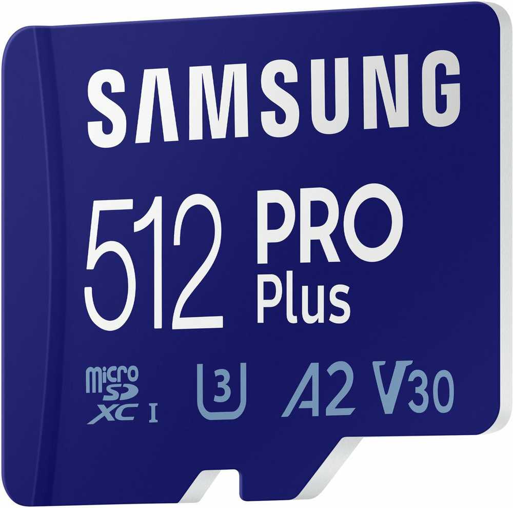 Atminties kortelė SAMSUNG PRO Plus Micro SD 512GB Iki 180MB/s Skaitymas ir 130MB/s Rašymo greitis su 10 klasės 4K UHD įsk. Kortelių skaitytuvas 2023