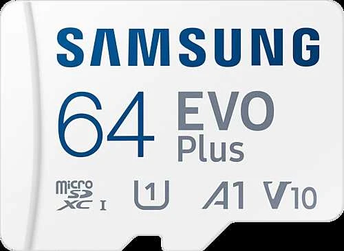 Atminties kortelė Samsung EVO Plus microSD 64 GB /MEMORY Micro SDXC EVO+ 64GB/V10 W/A MB-MC64KA/EU   Baltos spalvos