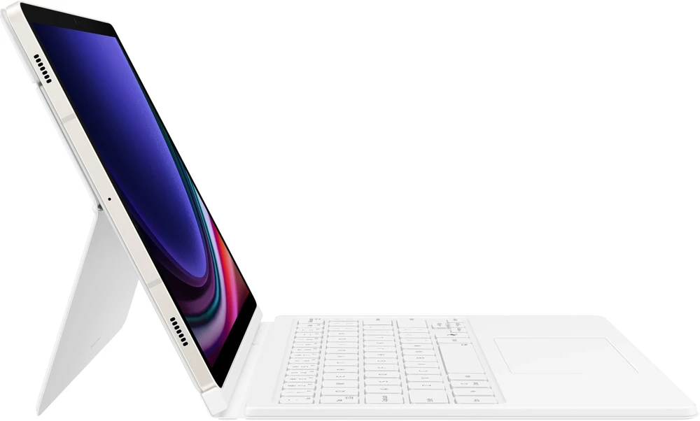 112803 DX725UW knygos tipo dėklas su klaviatūra, skirtas „Samsung Galaxy Tab S9/S9 FE/S10 FE/S10 Lite“, baltas
