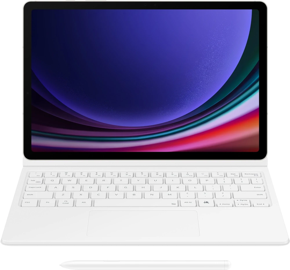 112803 DX725UW knygos tipo dėklas su klaviatūra, skirtas „Samsung Galaxy Tab S9/S9 FE/S10 FE/S10 Lite“, baltas