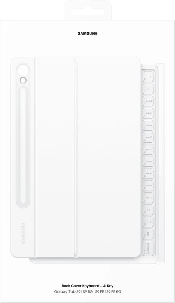 112803 DX725UW knygos tipo dėklas su klaviatūra, skirtas „Samsung Galaxy Tab S9/S9 FE/S10 FE/S10 Lite“, baltas