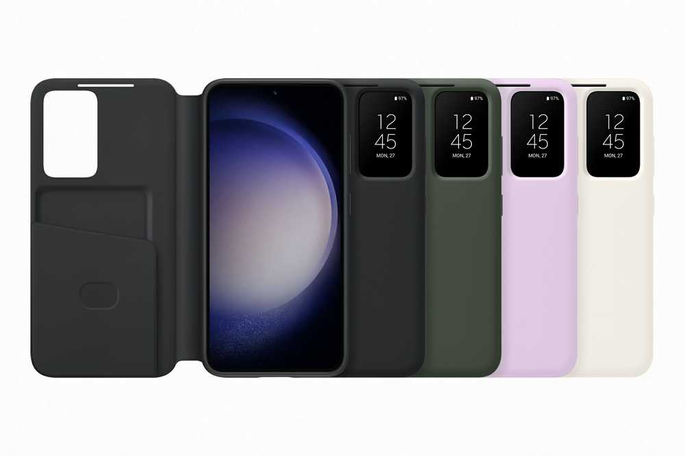 Samsung Galaxy S23+ Smart View piniginės dėklas Juodas