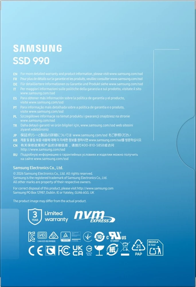 Samsung 990 PCIe 4.0 NVMe M.2 SSD 1TB | Samsung
