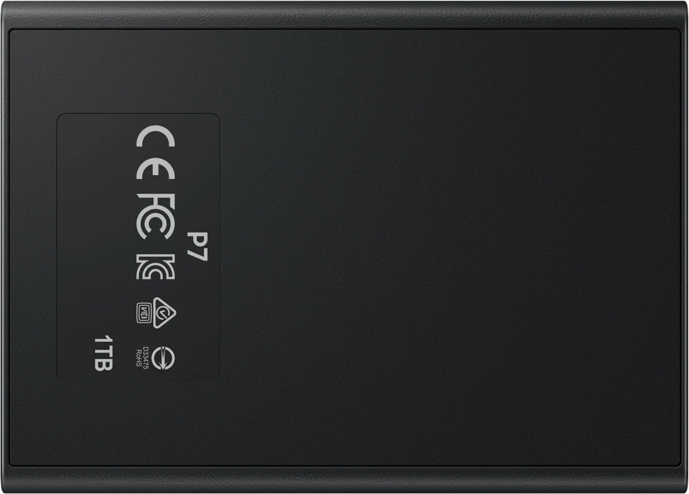Kietasis diskas Samsung P7, 1 TB, USB Type-C, USB4 Gen 3x2, 4000 MB/s, apsauga slaptažodžiu, juoda