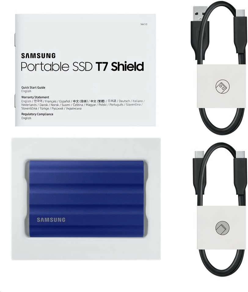 Išorinis kietasis diskas Samsung nešiojamasis SSD T7, Mėlynos spalvos
