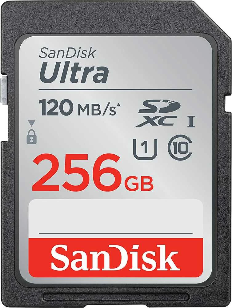 SanDisk Ultra 256GB SDXC kortelė iš arti