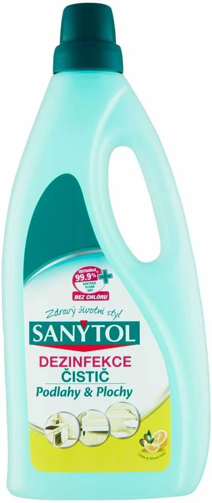 Sanytol Sanitol Universalus skystis grindims ir kitiems paviršiams valyti ir dezinfekuoti su citrinos ir alyvuogių lapų kvapu 1000ml