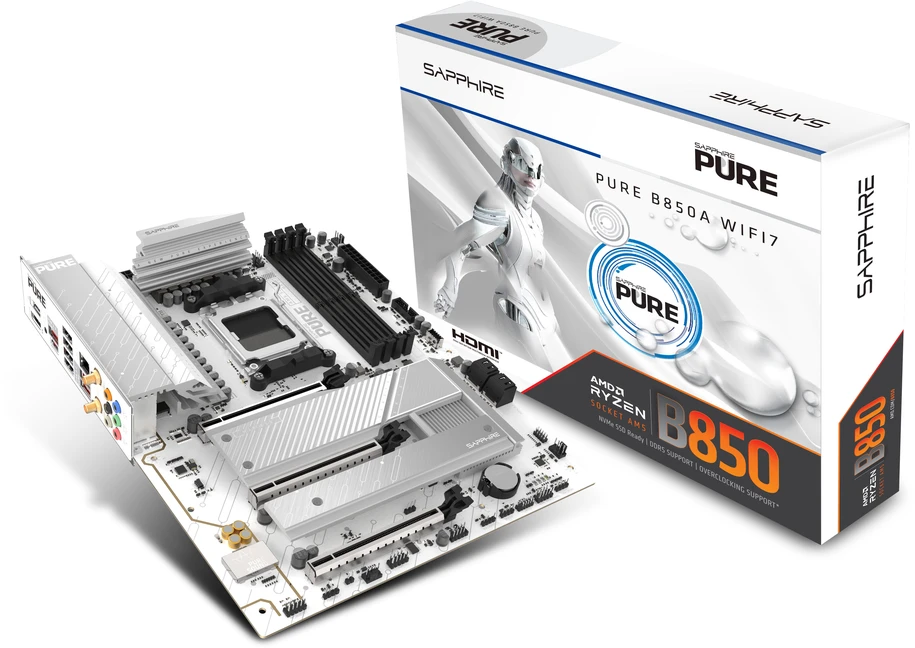 Sapphire PURE B850A WIFI 7 AMD B850 Socket AM5 ATX pagrindinė plokštė