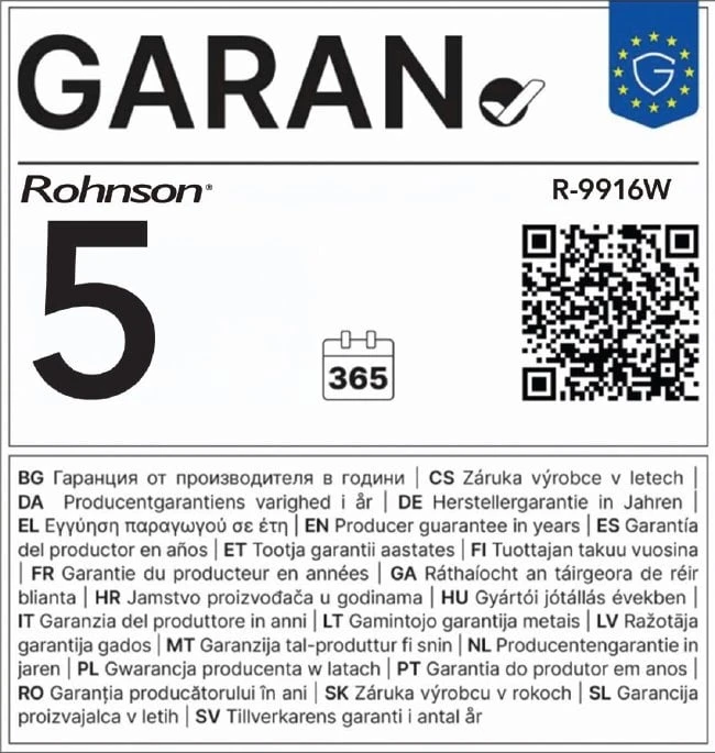 Sausintuvas ROHNSON R-9916W Genius 16 Wi-Fi ION & UV-C