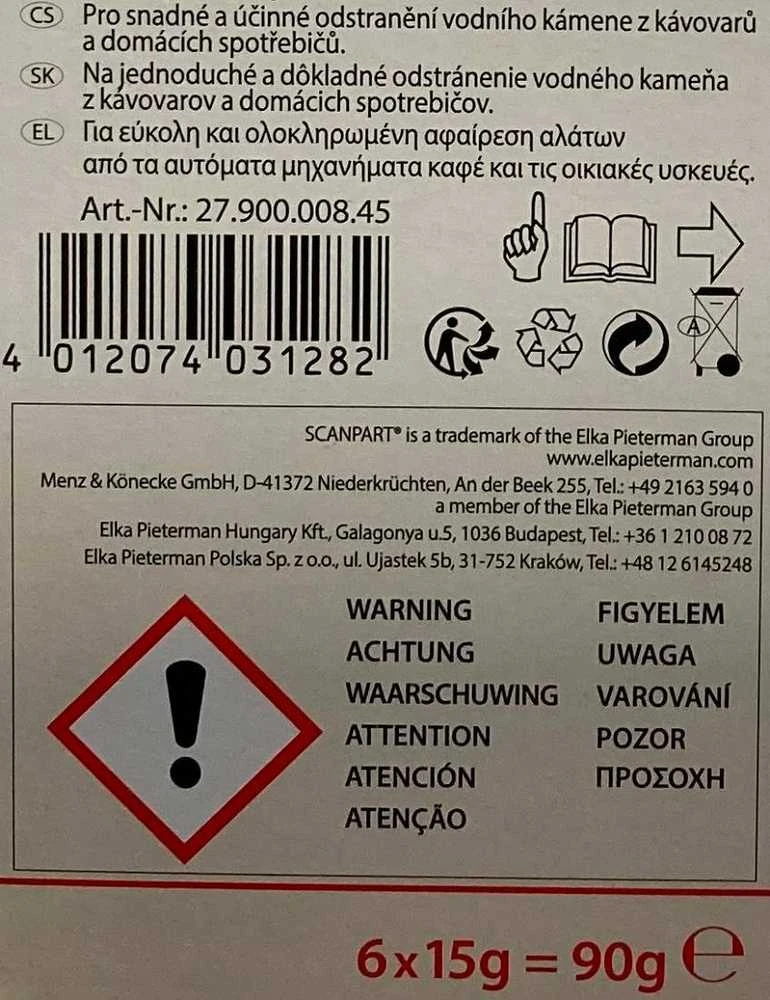 Scanpart nukalkinimo tabletės automatiniams kavos aparatams (6 vnt.)