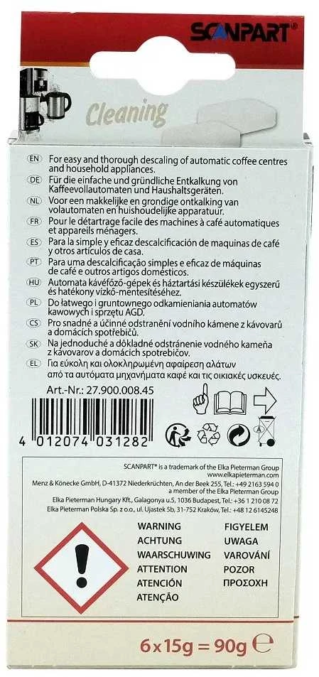 Scanpart nukalkinimo tabletės automatiniams kavos aparatams (6 vnt.)