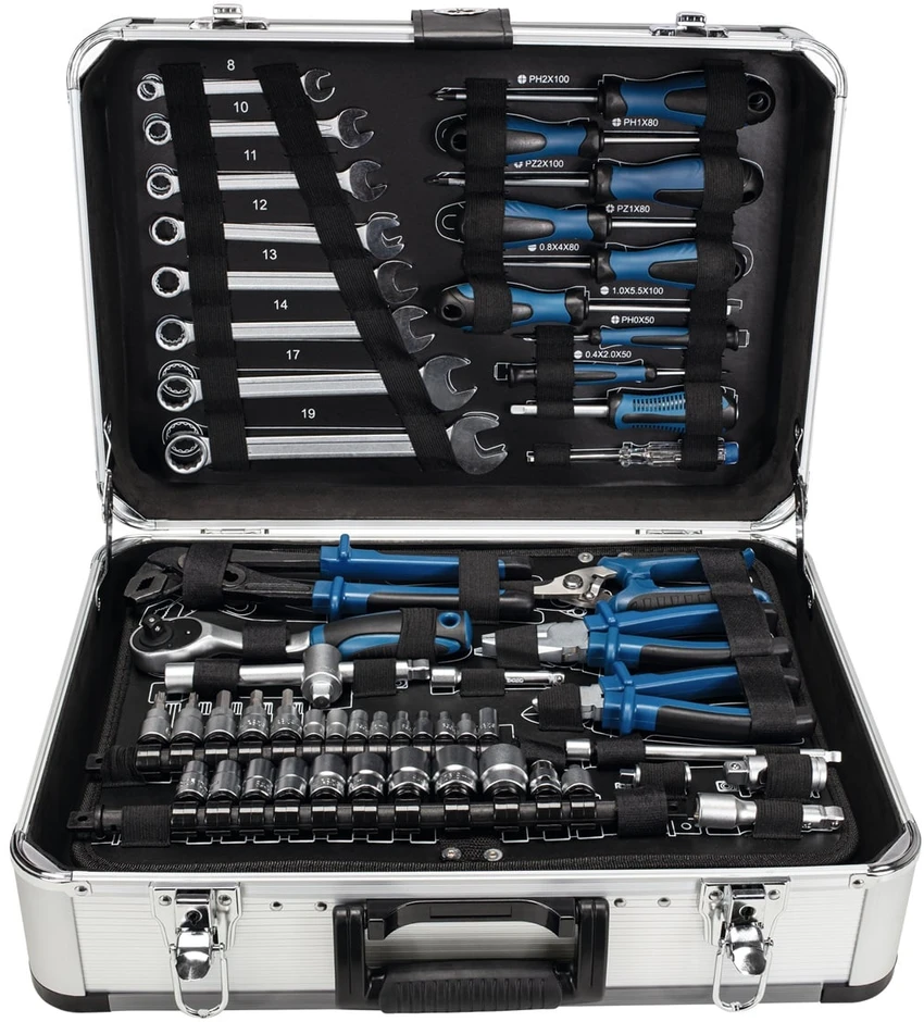 Rankinių įrankių rinkinys TB150 metaliniame lagamine 101 vnt, Scheppach