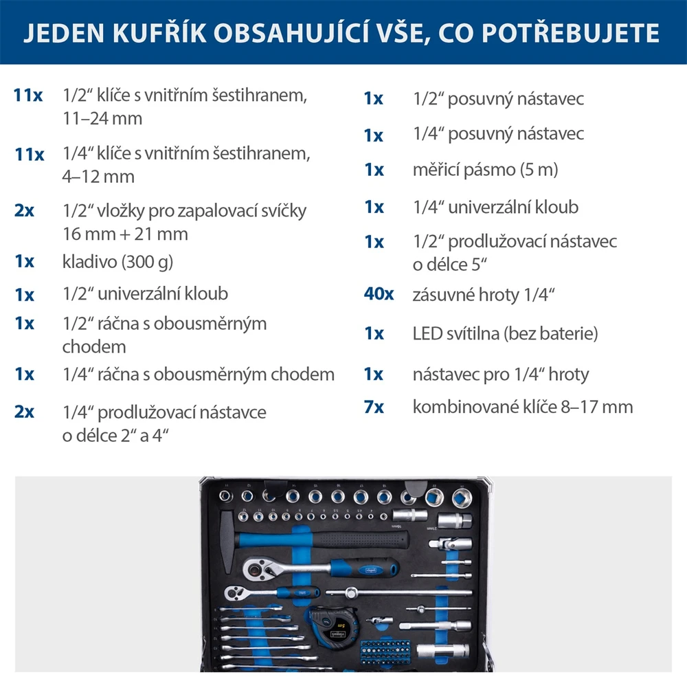 Įrankių komplektas Scheppach TB200; 141 vnt.