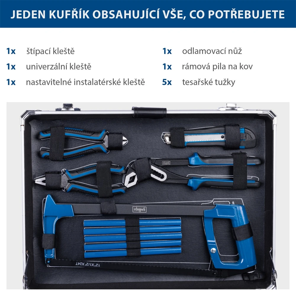 Įrankių komplektas Scheppach TB200; 141 vnt.