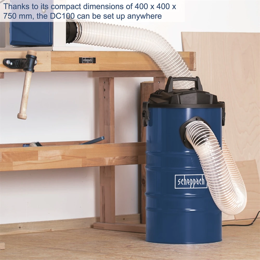 Dulkių siurbimo įrenginys DC100 + adapteriai 4 vnt., Scheppach